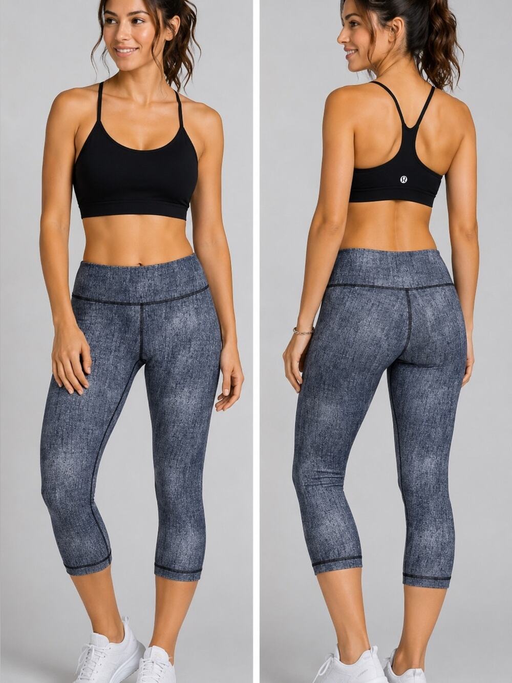 Lululemon Wunder Under Crop Leggings Black Dune Print Size 4